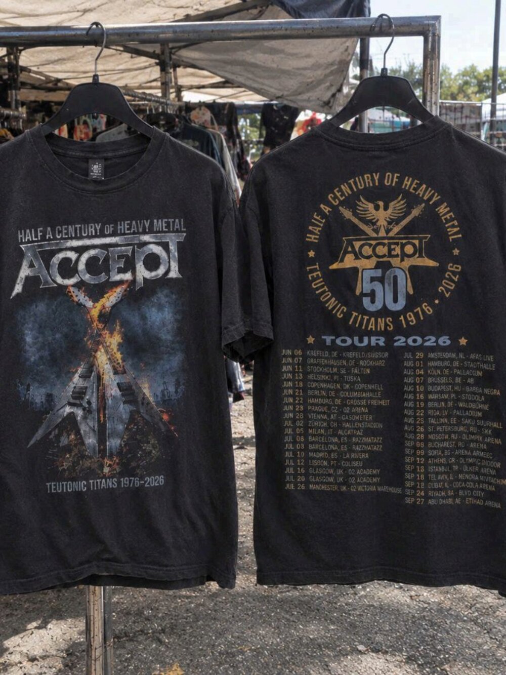 Accept Half A Century Of Heavy Metal Tour 2026 Graphic T-Shirt Black
